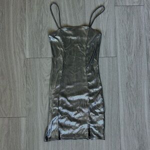 H&M Shiny Silver Mini Dress